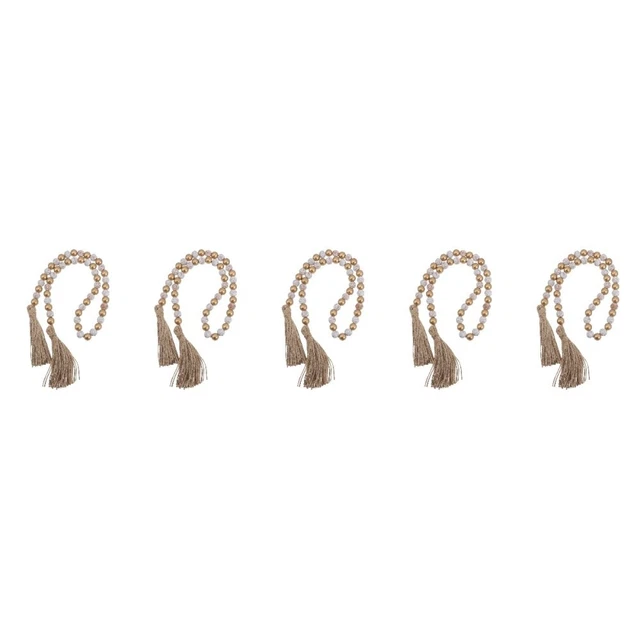 5pcs en bois Per perle Garland Home Perles en bois décor Ornement suspendu avec