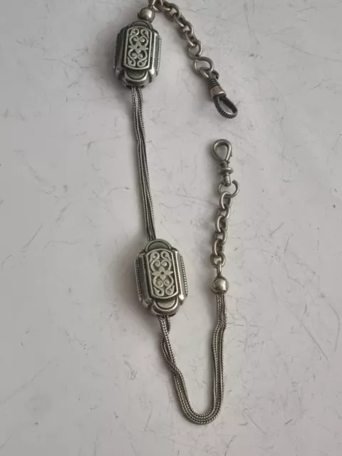 Rare Antique Victorian Solid Silver Albertina Watch Chain Bracelet