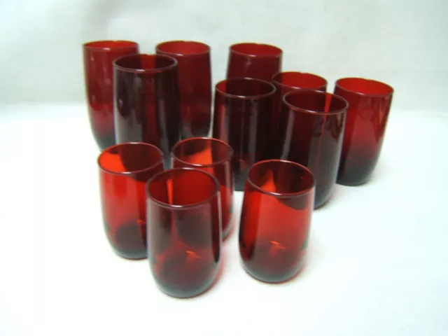 Anchor Hocking Roly Poly Ruby Red Glass 12 Pc 4 Ice Tea 4 Juice 4 9 oz Tumblers