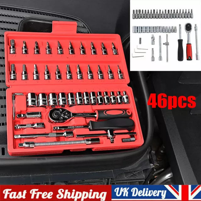 46pcs Socket Set | Wrench Set and Screwdriver Bit Sets Drive Socket & Carry Case