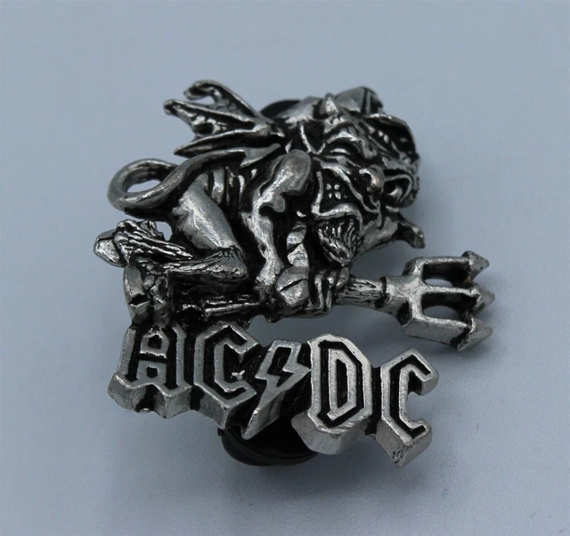 AC/DC BADGE PIN Official Old Unworn Harrd Rock Brockum Merchandise Dio ...