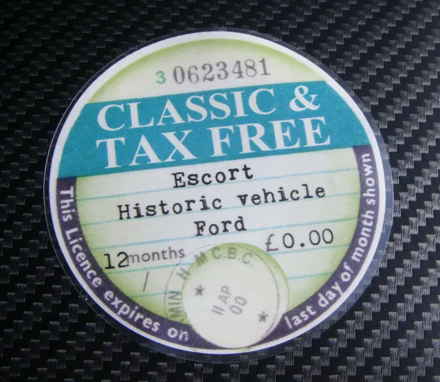 Classica Ford Escort, Capri, Cortina, Mk 1, 2, 3, disco fiscale