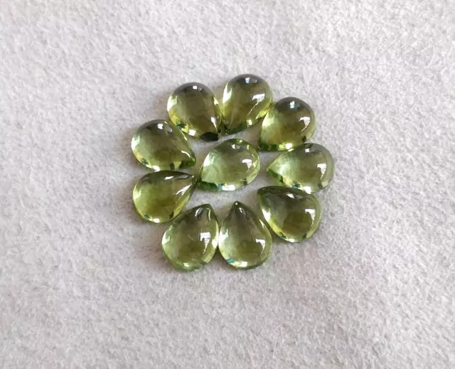 San Carlos Peridot 8x6 mm Pear Cabochons Natural Gemstones 10 pc matching set