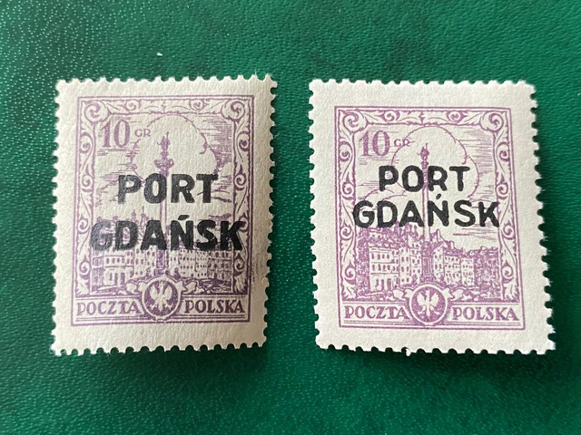 🇵🇱 Poland - Polish post in Danzig - Port Gdansk 1926 - two types ovpt MH