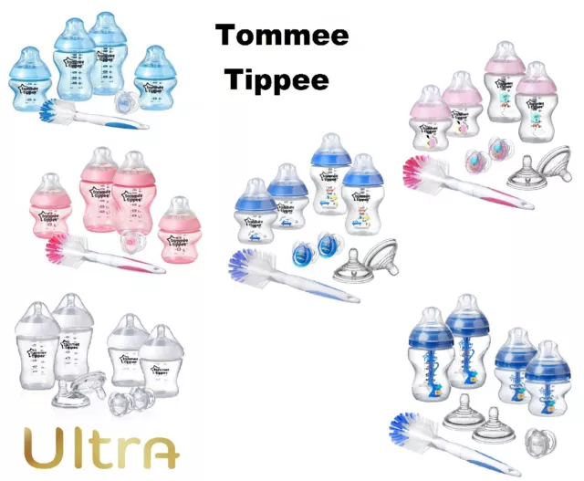 Tommee Tippee Closer to Nature  Bottles Starter Kit Blue/Pink ULTRA Clear Set