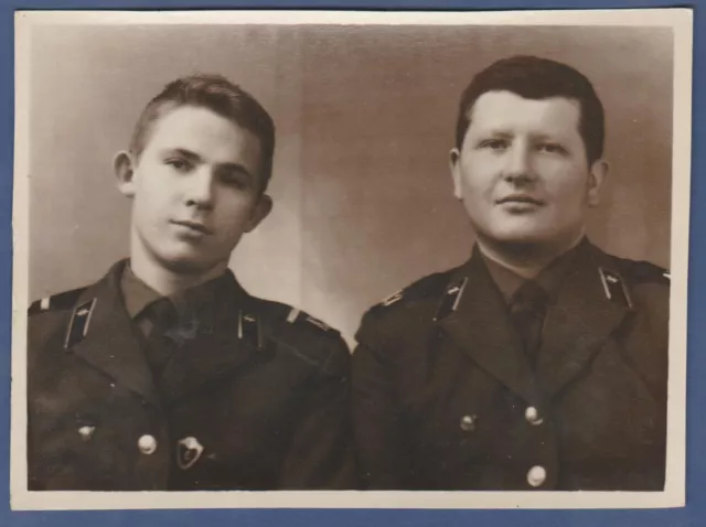 Portrait of Two Handsome Military Guys in Uniform Soviet Vintage Photo USSR