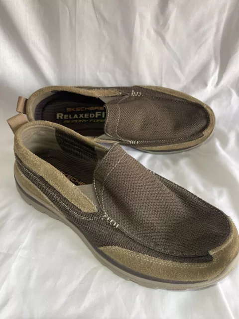 SKECHERS SHOES MENS 10.5 Superior Milford Loafers Brown Leather