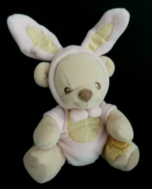 *. DOUDOU PELUCHE OURS FISHER PRICE NATURE BEARRIES DEGUISE LAPIN ROSE 13c TTBE