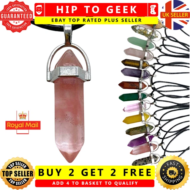 Natural Quartz Chakra Crystal Healing Point Cut Gemstone Necklace Reiki Pendant