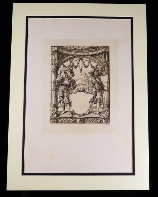 OLD MASTER PRINT Holbein Swiss Mercenaries Pikemen Rare Antique
