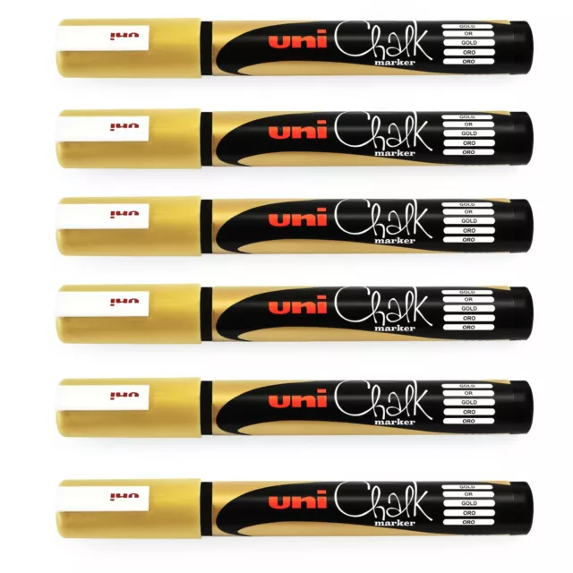 Uni TS-140135 PWE-5M Bullet Tip Chalk Marker, Medium, Line Width 1.8mm -  2.5mm, White, Pack of 4
