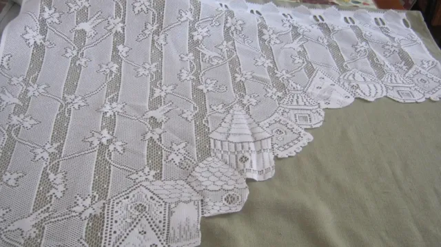 Vintage Heritage Lace Curtains New Old Stock Birdhouse ONE Swag 36 x 38 White
