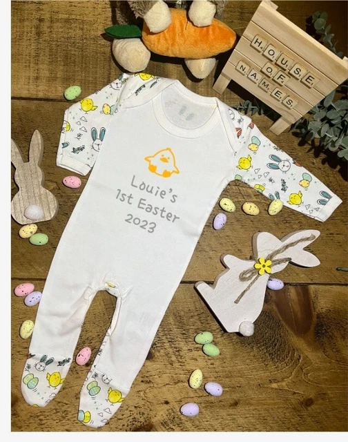 Personalised My First Easter Baby Sleepsuits Cute Easter Print  Newborn & 0/3 M