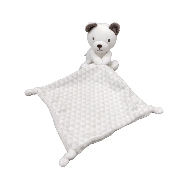 Doudou peluche ours blanc NICOTOY SIMBA TOYS mouchoir triangle gris TTBE