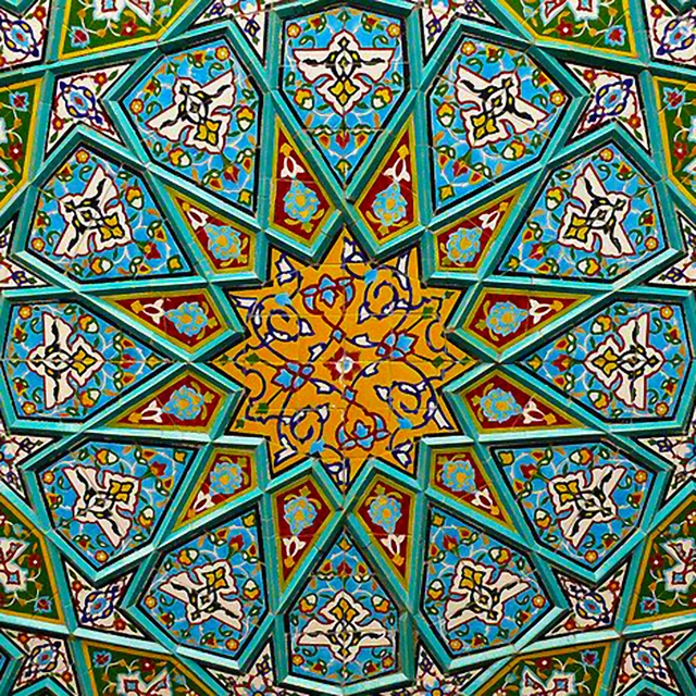 Persian Vintage Ceramic Tile Rare Reproduction Art Nouveau Azulejo Majolica