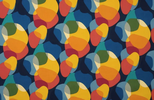 Tissu Coton Enduit Sixties Motif Multicolore - Vendu Au Mètre