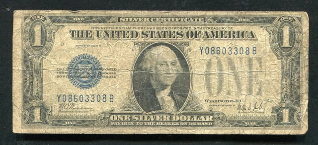 Fr. 1602 1928-B $1 “Funnyback” Silver Certificate “Experimental Y-B Block”