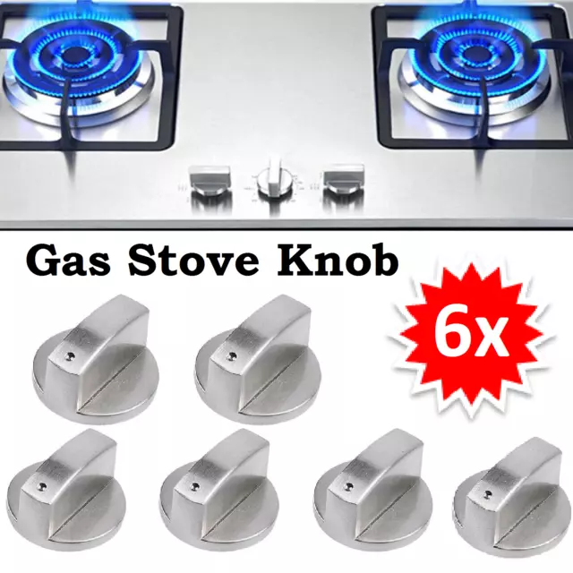 6x Universal Gas Stove Knobs Kitchen Cooker Oven Cooktop Metal Switch Control