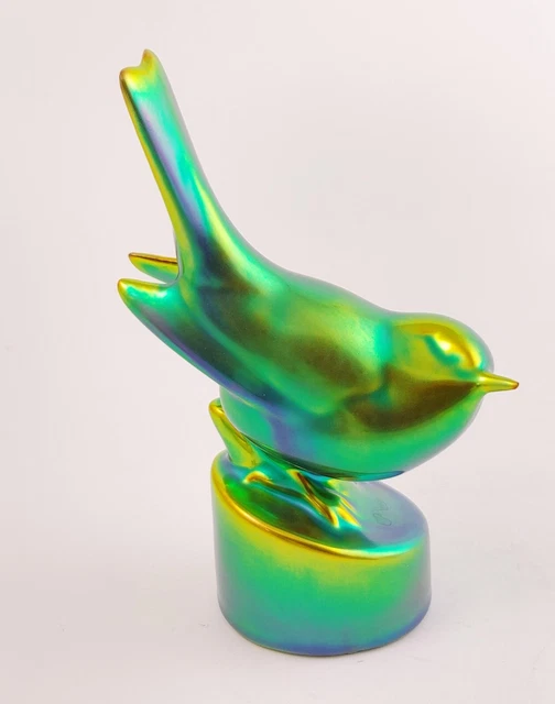 Zsolnay Iridescent Eosin Singing Bird Figurine Zsolnay Iridescent Eosin Singing Bird Figurine