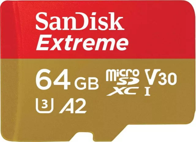 SanDisk Extreme 64GB MicroSD SDXC 160MB/s Class 10 Memory Card U3 V30 UHD 4K AU