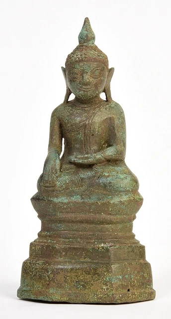 16th Century, Shan, Antique Burmese Bronze Seated Buddha