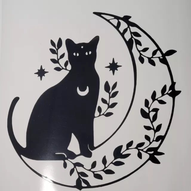 1x Cat Moon Vinyl Sticker Decal Bumper Car Craft Glass Van Window 5.5x5inch