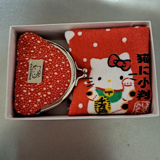 Hello Kitty Crepe Coin Purse Lucky Cat Petit Towel Sanrio