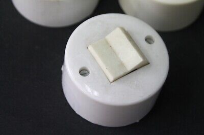 Old Rocker Switch 4 Connections White Round Exposed Light Switch Ap GDR 3