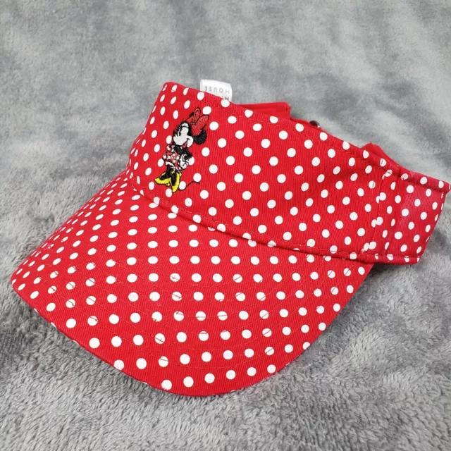 Disney Embroidered Minnie Mouse Red Polka Dot Visor Hat Cap