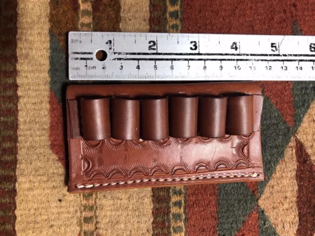 357 Magnum Caliber Bullet Cartridge Belt Slide Leather Holder Holds 6 Rnds