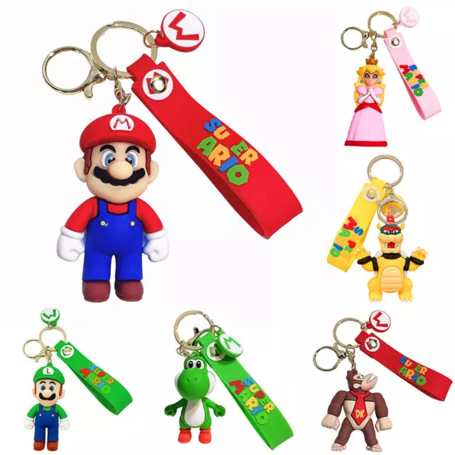 Super Mario Yoshi Brothers Keychain Cartoon Keyring Bag Pendant Rubber Key Rings