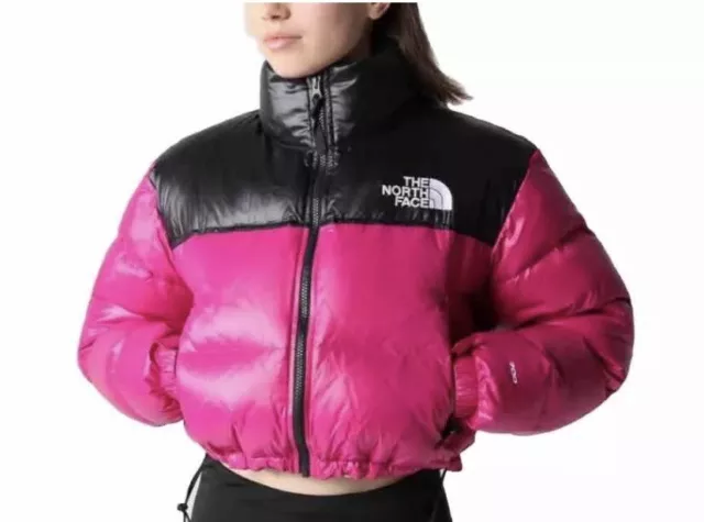The North Face Women’s Nuptse Cropped Puffer Jacket Short Pink Size Medium
