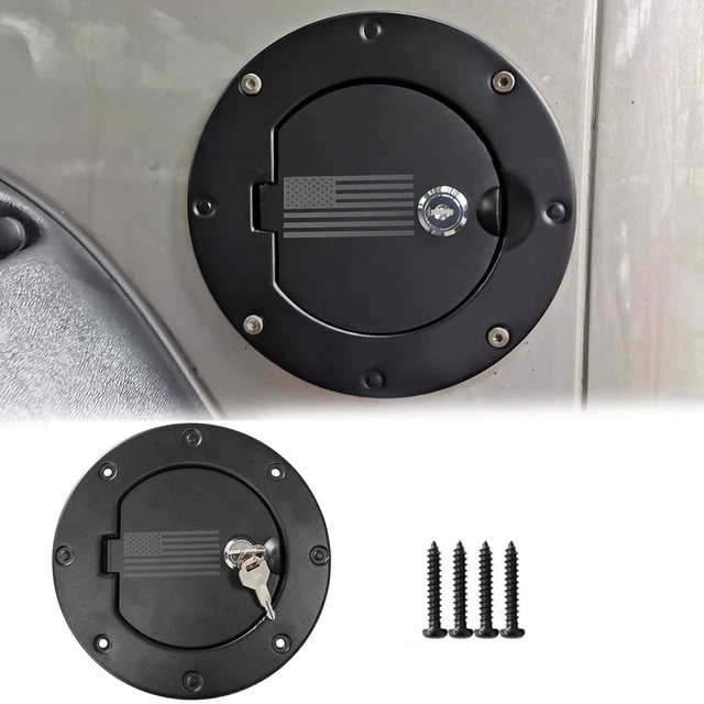 LOCKING FUEL DOOR Gas Tank Cap Cover Lockable w/ Keys For Jeep Wrangler
