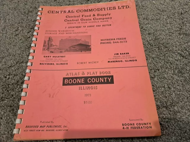 1973 Atlas Plat Book Boone County Illinois Belvidere