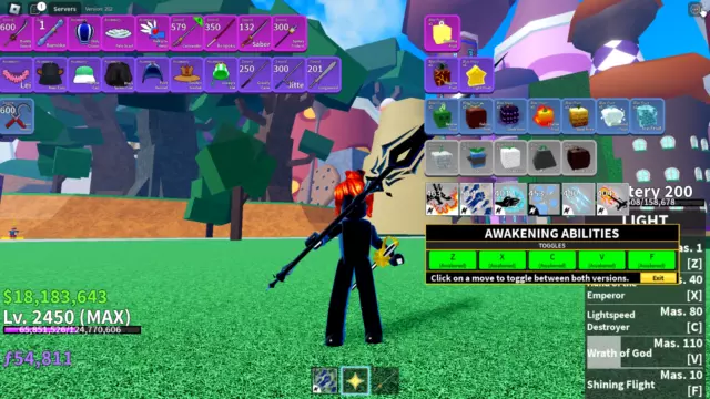 Blox Fruit Account Lv:2450Max, Awaken Magma, GodHuman, Unverified  Account