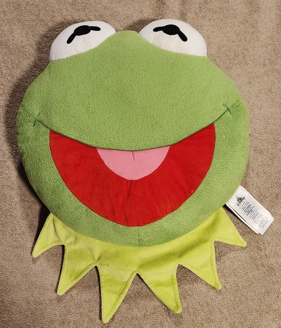 DISNEY STORE MUPPETS Plush Kermit The Frog Pillow Face Head Stuffed