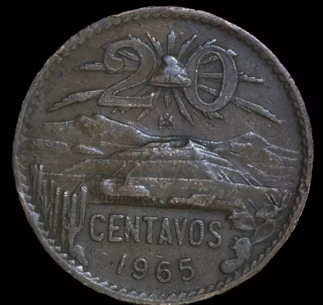 1965 MEXICO 20 CENTAVOS - Excellent Collectible Coin - FREE SHIP- Lot #8022