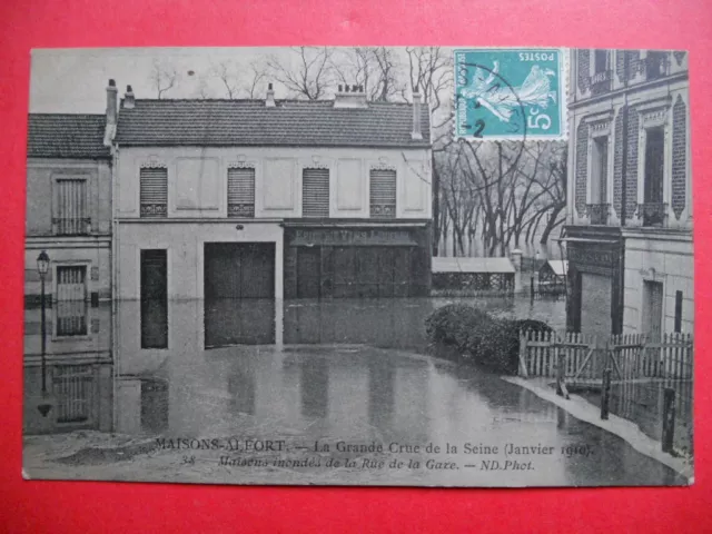 MAISONS-ALFORT (flood 1910): La Rue de la Gare.......VO.1910.