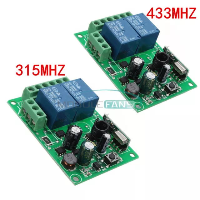 315MHz/433MHZ 2CH Wireless RF Relay Remote Control Switch Receiver 110-220V