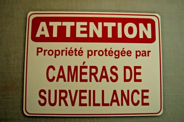 FRENCH warning ATTENTION Video camera SURVEILLANCE security sign  Propriete
