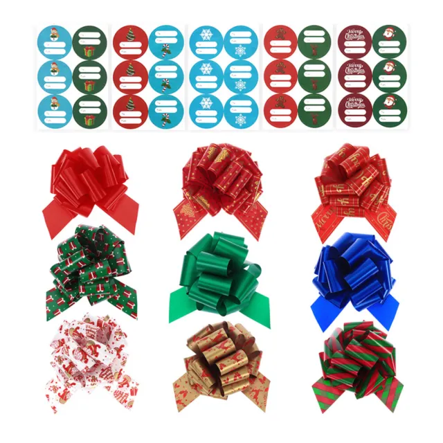 Pull Bows for Natale Nodo Nastri Nastro Natale + Etichetta alberi