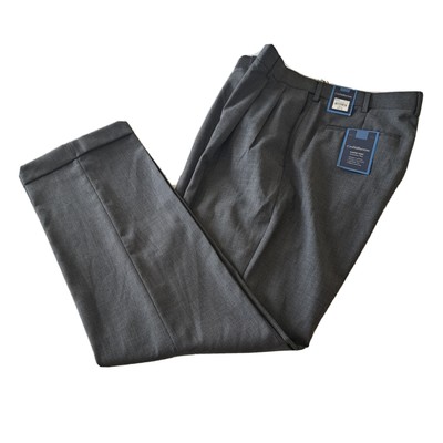 Mens Croft Barrow Mens Pleated Pants Classic Fit Grey Wool Blend Size 38x34 NWT