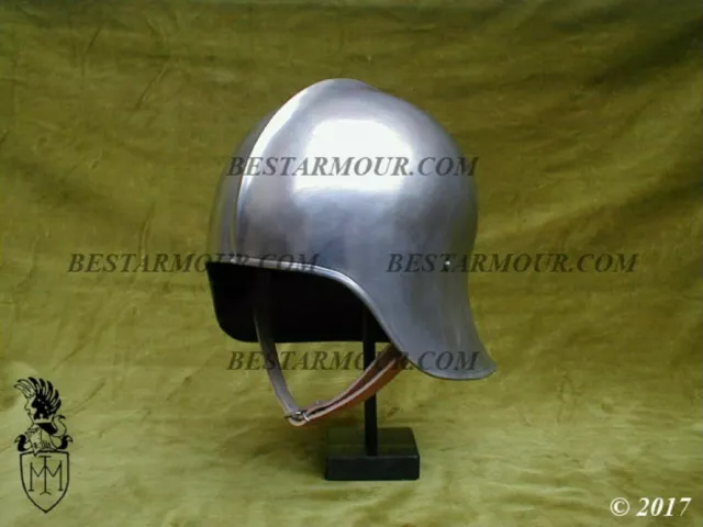 18GA SCA LARP Elmo medievale tedesco Sallet armatura casco Halloween...