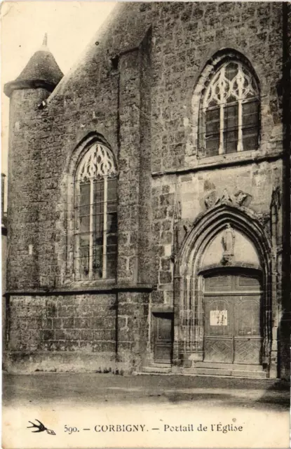 CPA Corbigny Portail de l'Église Niévre (100591)