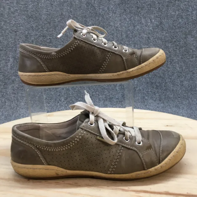 Josef Seibel Shoes Womens 38 Caspian Classic Low Lace Up Sneakers Gray Leather