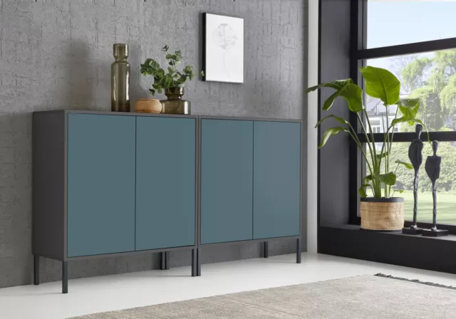 Sideboard BEN Set 2 Kommode mit 8 Metallfüßen und Push-to-open-Funktion