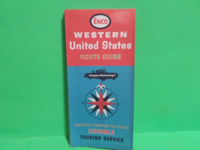 1965 Enco Western United States Route Guide Map Humble Touring Services Brochure