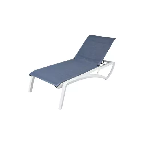 Grosfillex UT147096 Sunset Blue Fabric Outdoor Stacking Chaise Lounge - 2 Each