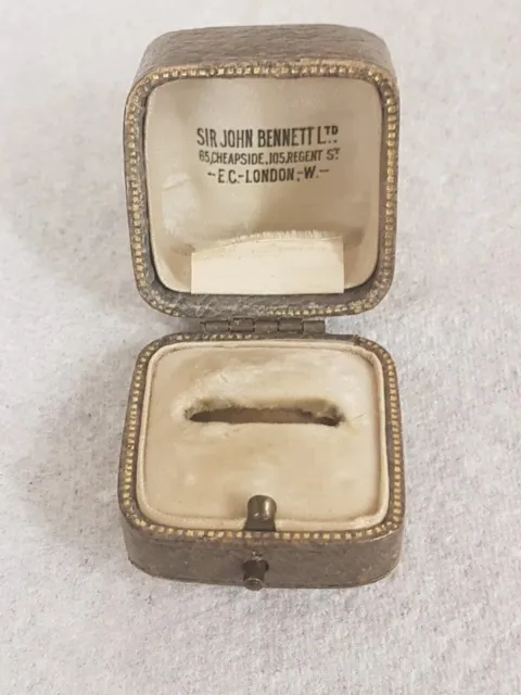Antique Victorian Jewellery Ring Box Sir John Bennett Ltd London Taupe Leather