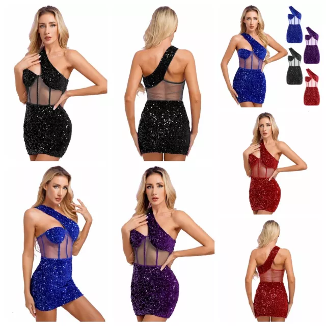 Womens Short Dress Prom Sexy Night Out Sleeveless Pub One Shoulder Club Dating